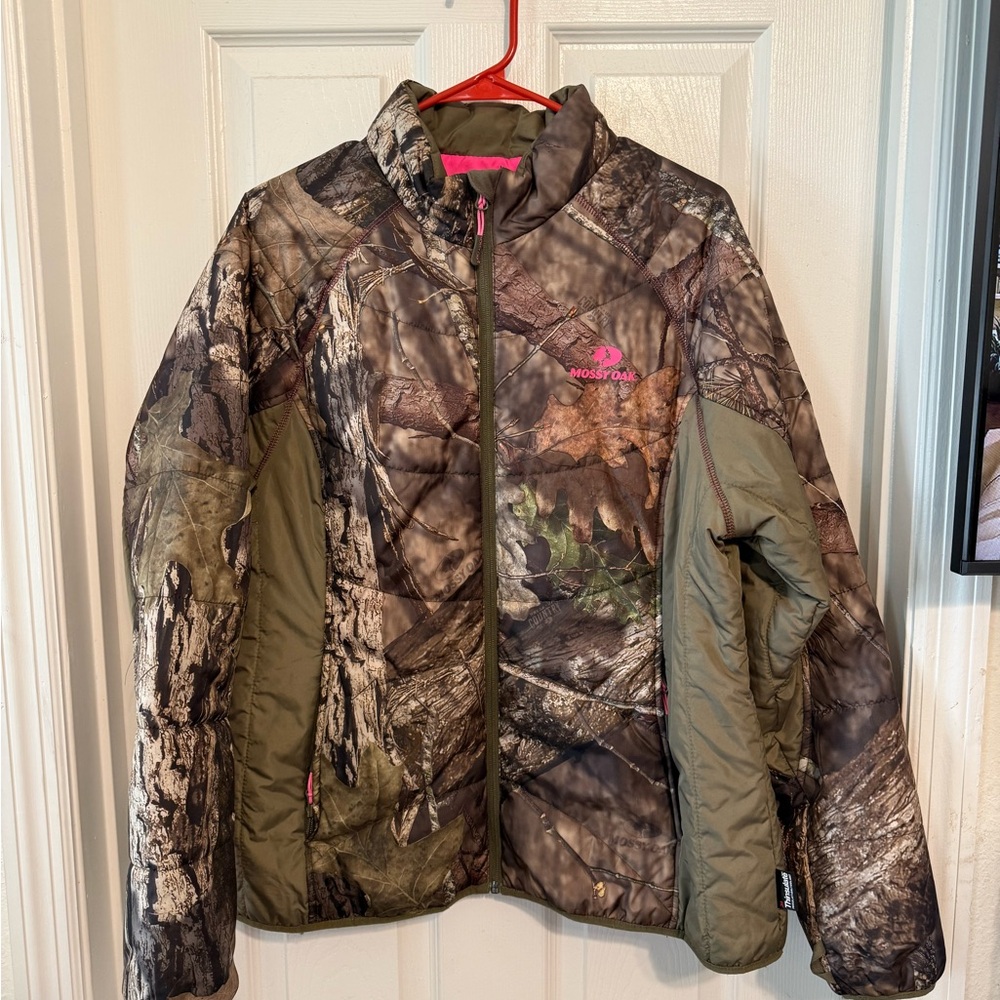 Camo Jacket with Pink Logo